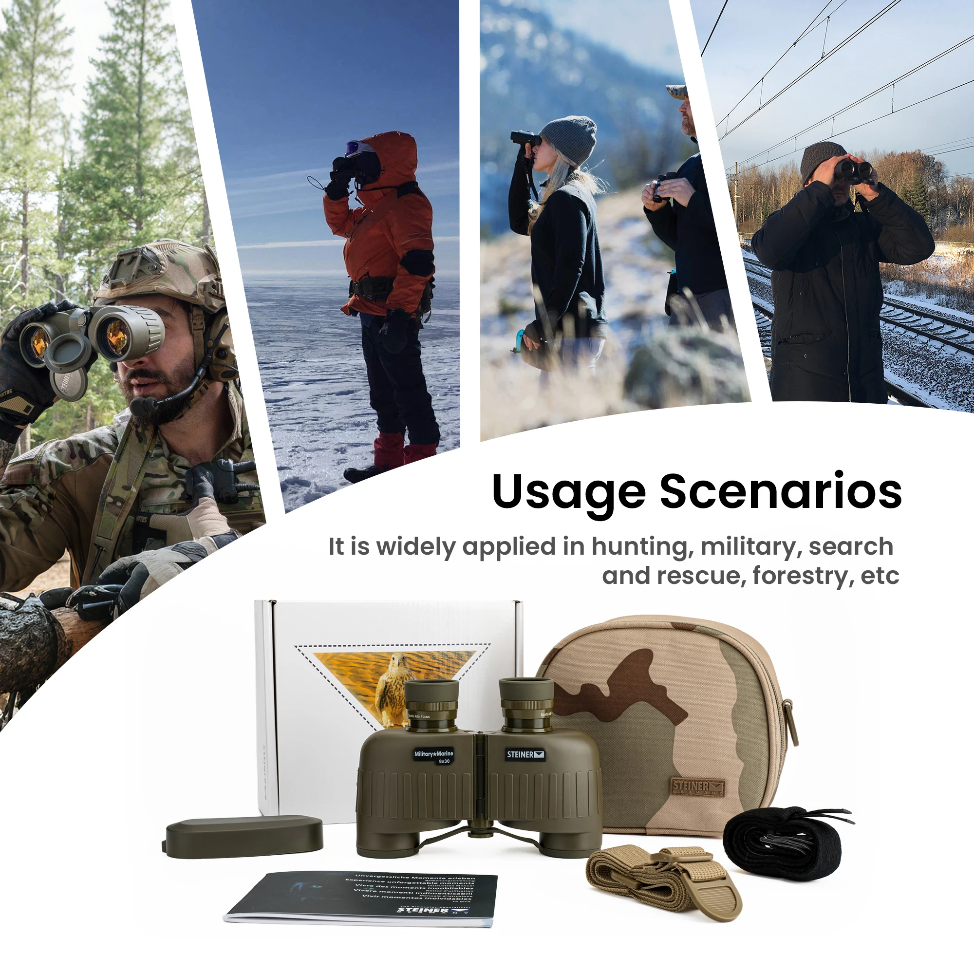 

Steiner 8x30 HD Binoculars - German Military Grade Waterproof Design for Tactical Hunting & Marine Observation