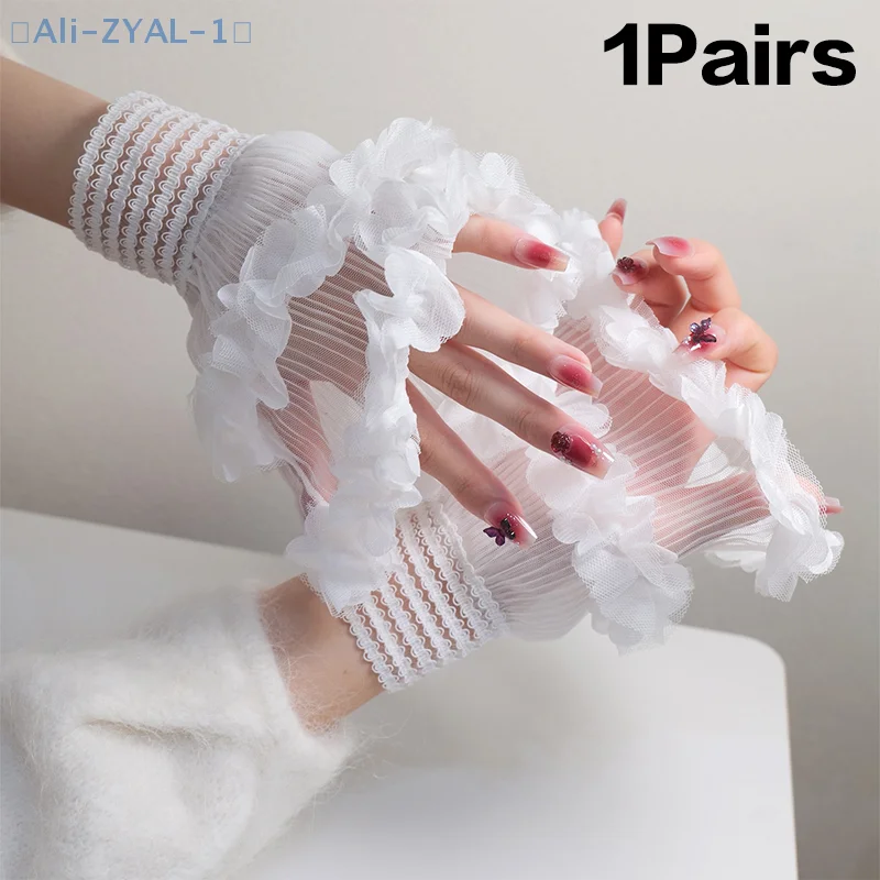【ZYAL-1】Nail Photo Equipment Short Mesh Wrist Fake Sleeves Manicure Decorative False Cuff Nail Art Take Picture Background