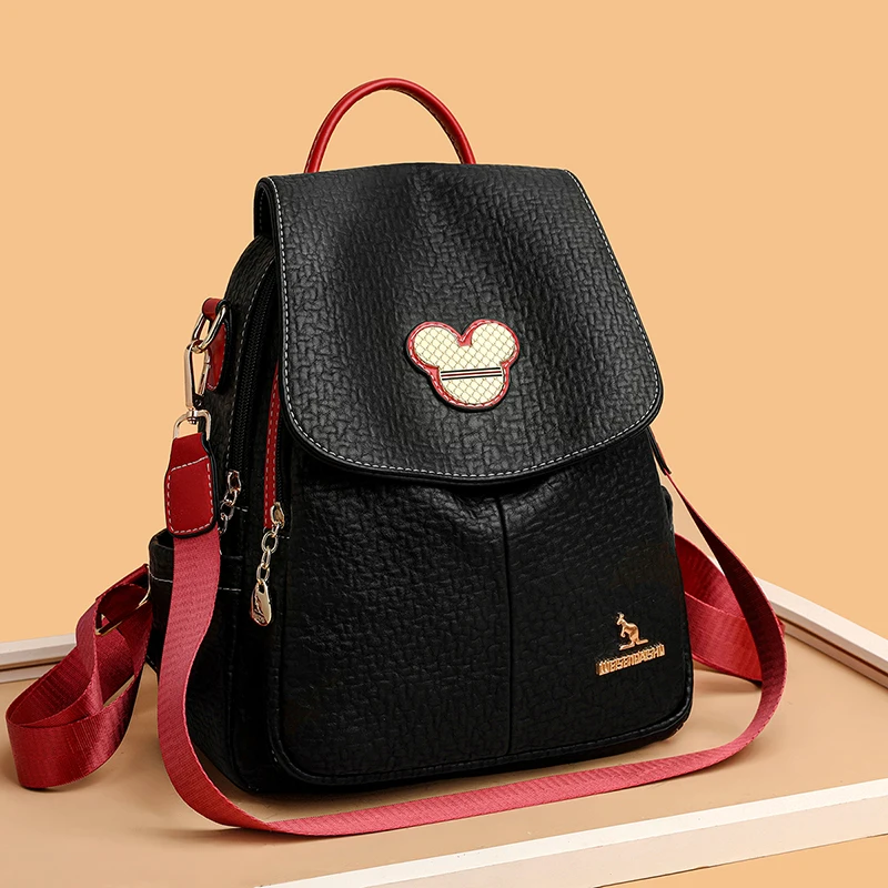 Mochila de viaje de lujo para mujer, bolso escolar de moda con múltiples bolsillos, marca de cuero, mochila clásica para niña 2024