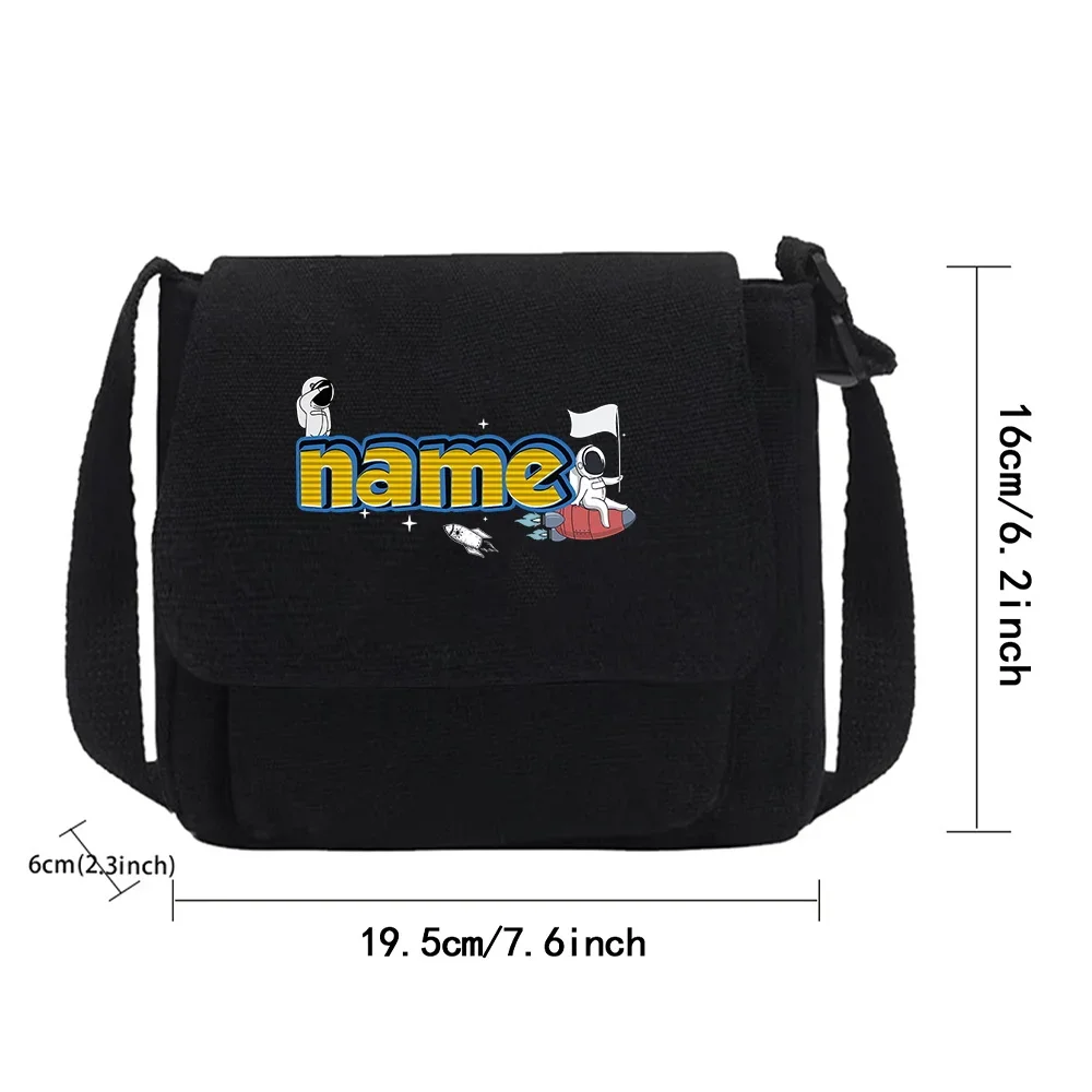 Personalized Customized Name Crossbody Bag Women's Casual Canvas Crossbody Bag Fashion Postman Bag Cartoon Pattern Series