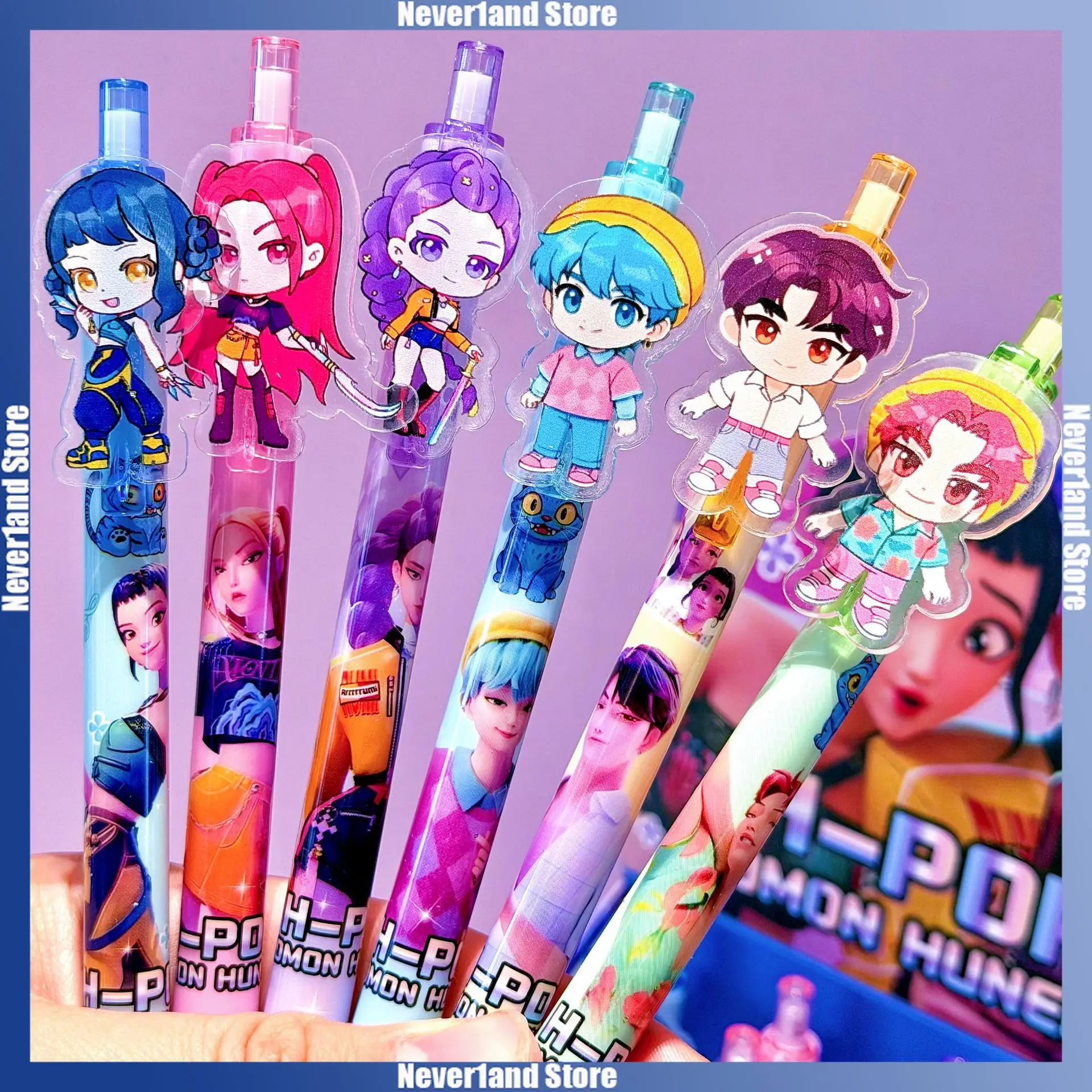 Stylo Gel KPop chasseurs de démons, 6 pièces, dessin animé Rumi Mira Zoey, stylo à Gel pour dessin, Saja, fournitures scolaires pour garçons et filles, cadeaux