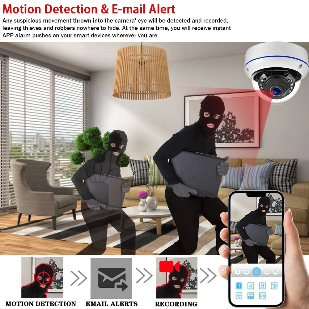 6MP Tuya Smart Outdoor POE Dome Surveillance Cam Built-in Mic Motion Detection IR Night Vision Two-Way Audio Security CCTV Cam