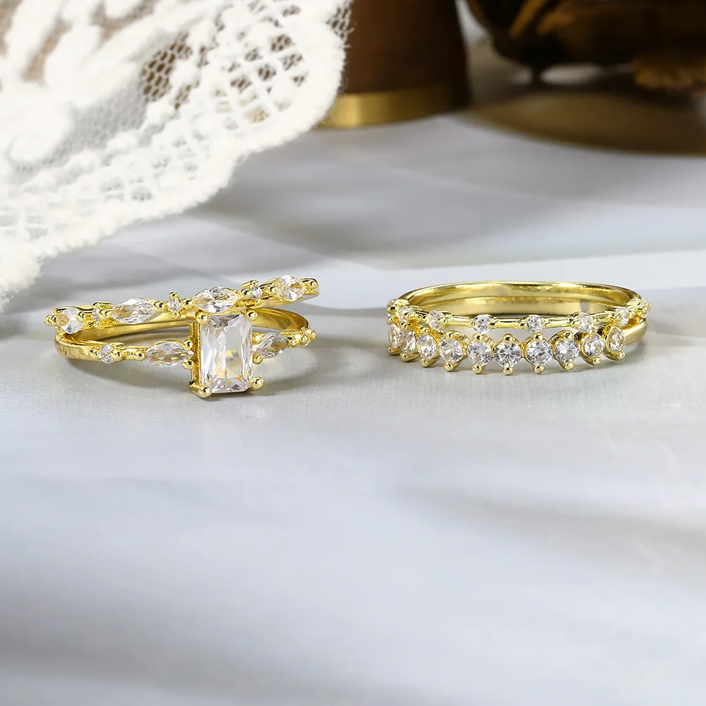 Dainty Rings For Women Kpop Ins Style Geometric Cubic Zirconia Gold Color Fashion Finger Jewelry Wedding Party Girls Gift KAR221 image 4