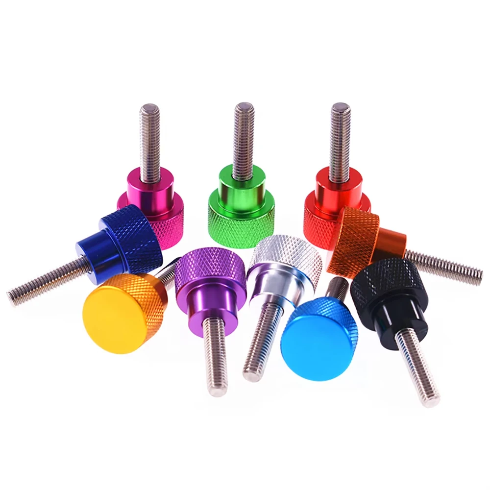 

Colorful Knurled Head Thumb Screws 1/4-20 UNC Aluminum & A2 Stainless Steel Hand Tighten Bolts