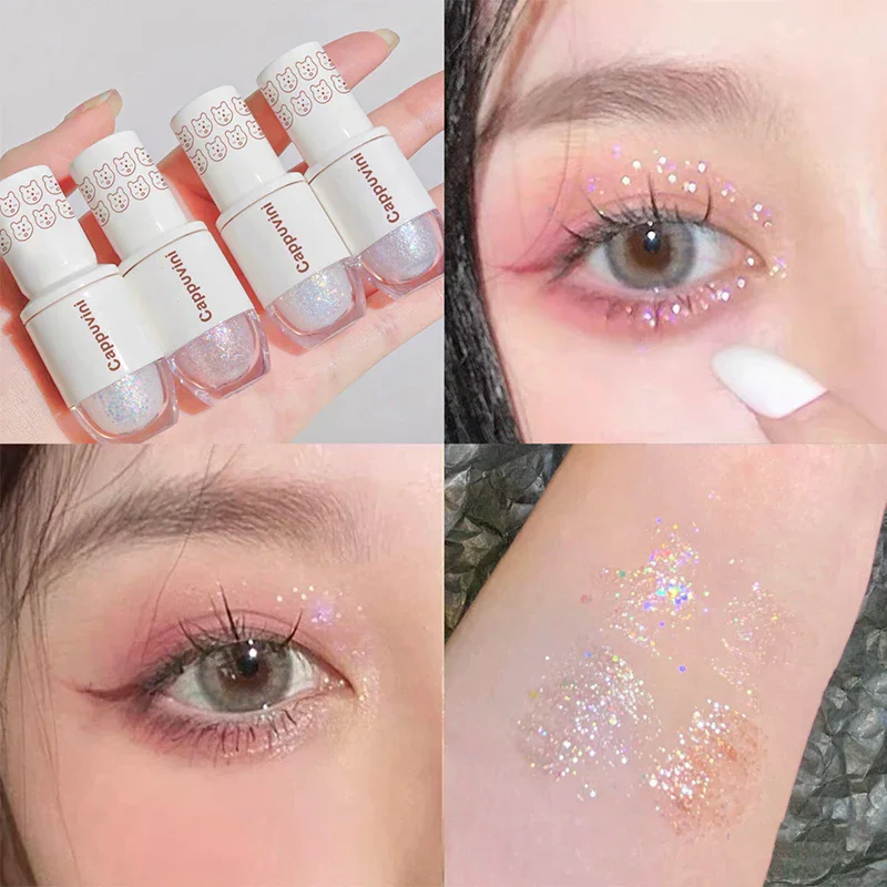 

Cappuvini Bear Bowling Ball Teardrop Liquid Eyeshadow Eye Makeup Lying Silkworm Pearl Super Sparkle High Gloss Glitter Powder