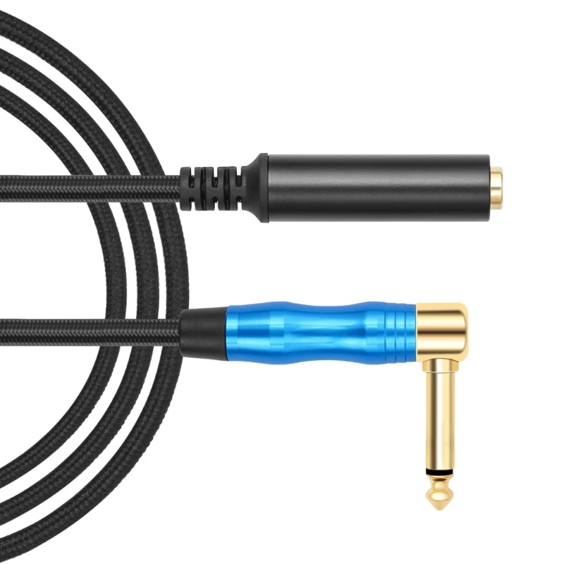 QX2B 6,35 mm 1/4 pulgadas a 6,35 mm Cable adaptador micrófonos 90° 6,35 mm Cable convertidor