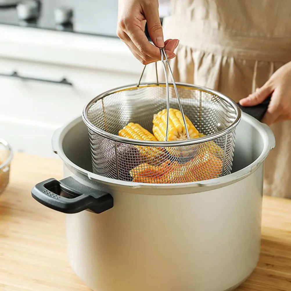 23cm Kitchen Frying Basket Food Fried Basket 8Inch Stainless Steel Draining Basket Kitchen Gadgets Cooking Fryer Basket 2025 New