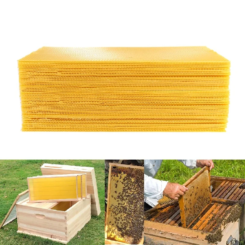 30Pcs Bee Hive Foundation Sheets, Deep Beeswax Foundation Sheets For Bee Frames Beekeeping Tools 41.5X19.5Cm