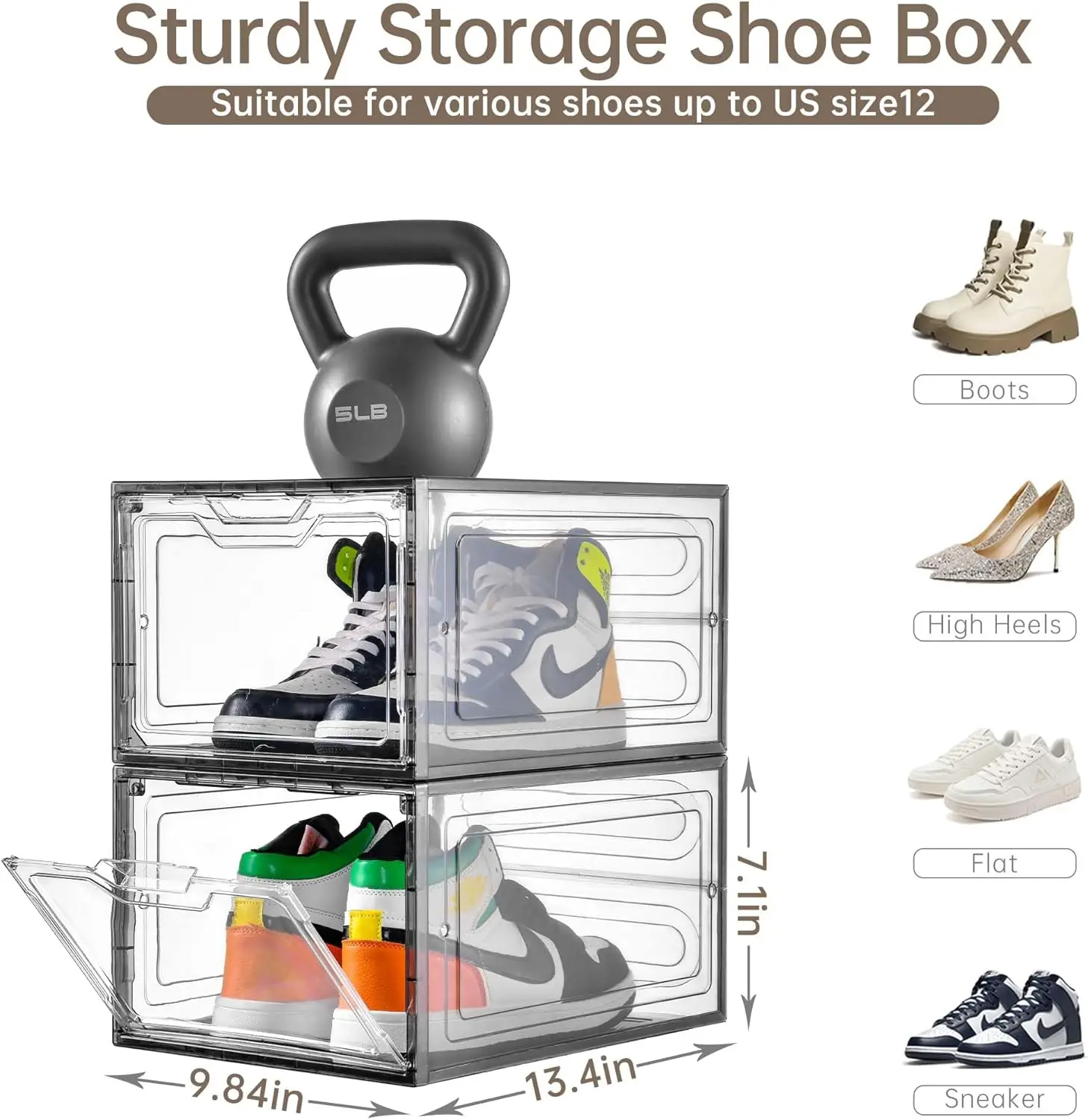 12 Pack Shoe Boxes Shoes Organizer, Shoe Storage Organizer Boxes With Magnetic Door, Clear Shoe Organizers Sneaker Storage Shoe