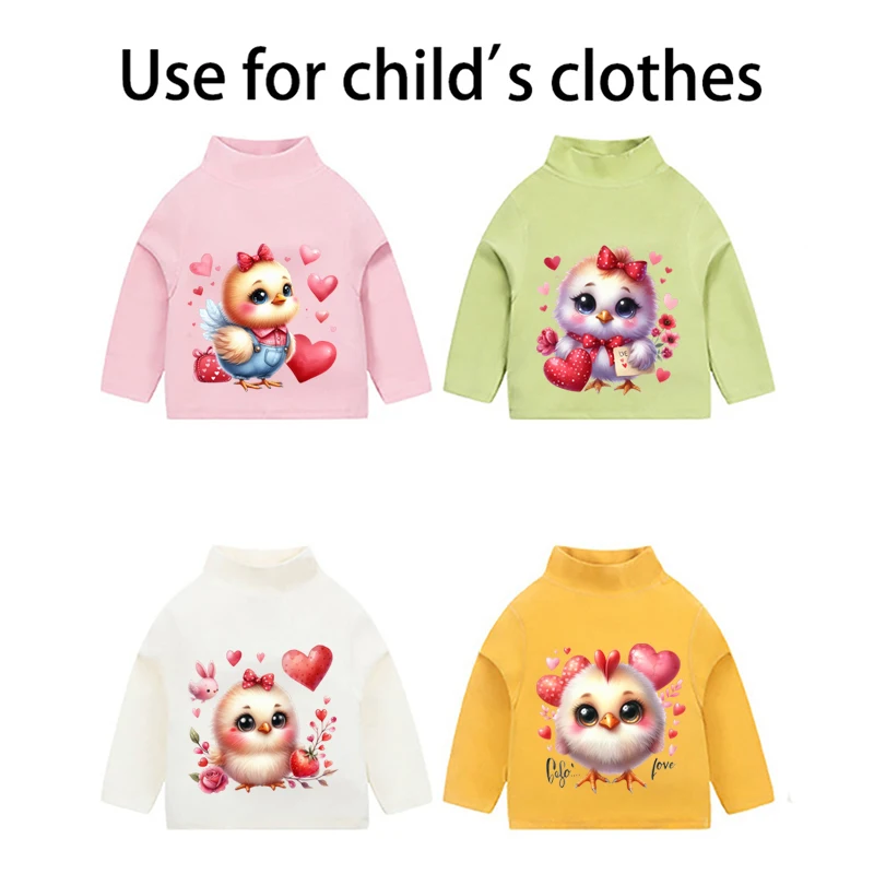 A funny little chicken in watercolor yellow Heat-sensitive Patches Application Stripes on Kids Clothes ironing Printing