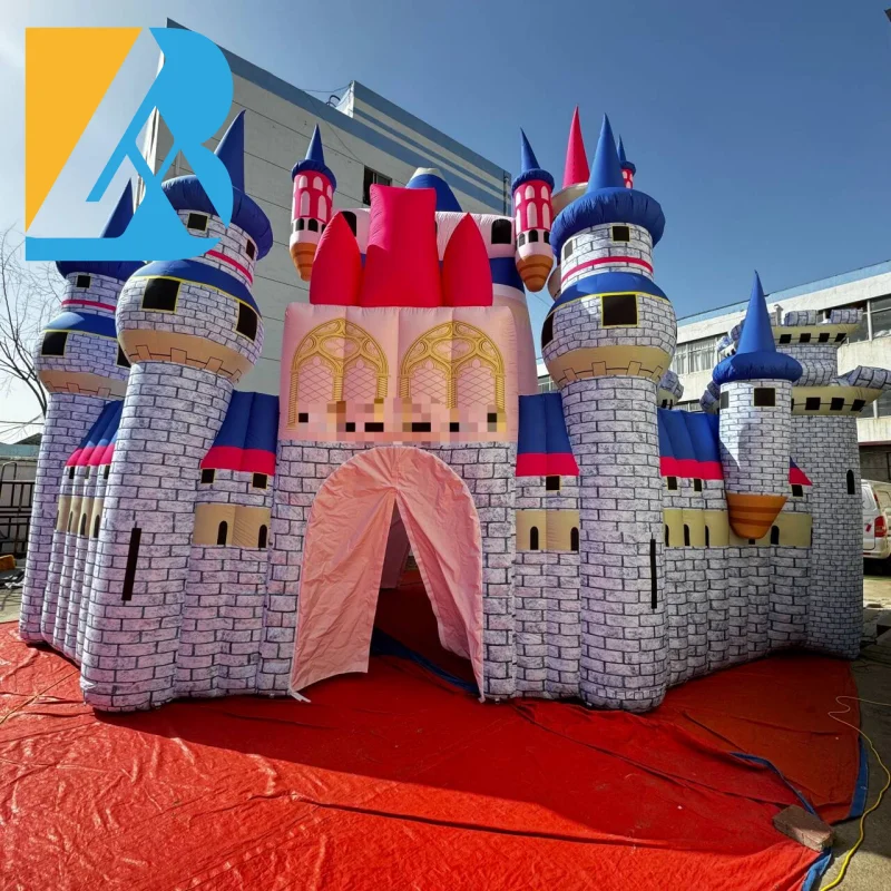 Castello gonfiabile gigante con sfondo da palcoscenico costruito personalizzato per giocattoli per organizzatori di feste di eventi