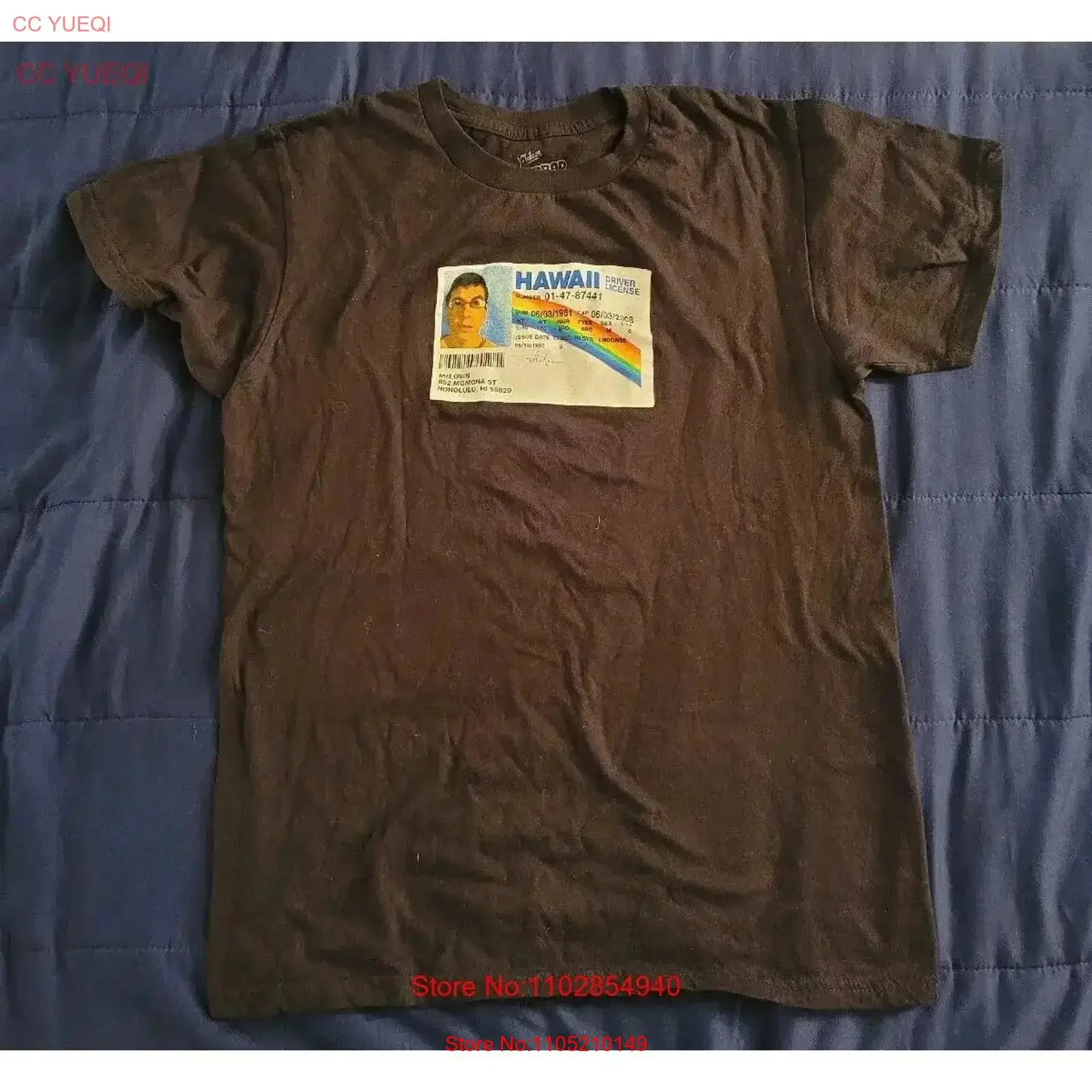 تي شيرت عتيق 2008 SUPERBAD I AM MCLOVIN LICENSE ID تي شيرت أسود ترويجي للفيلم SZ M عتيق مغسول ومريح غير رسمي #1