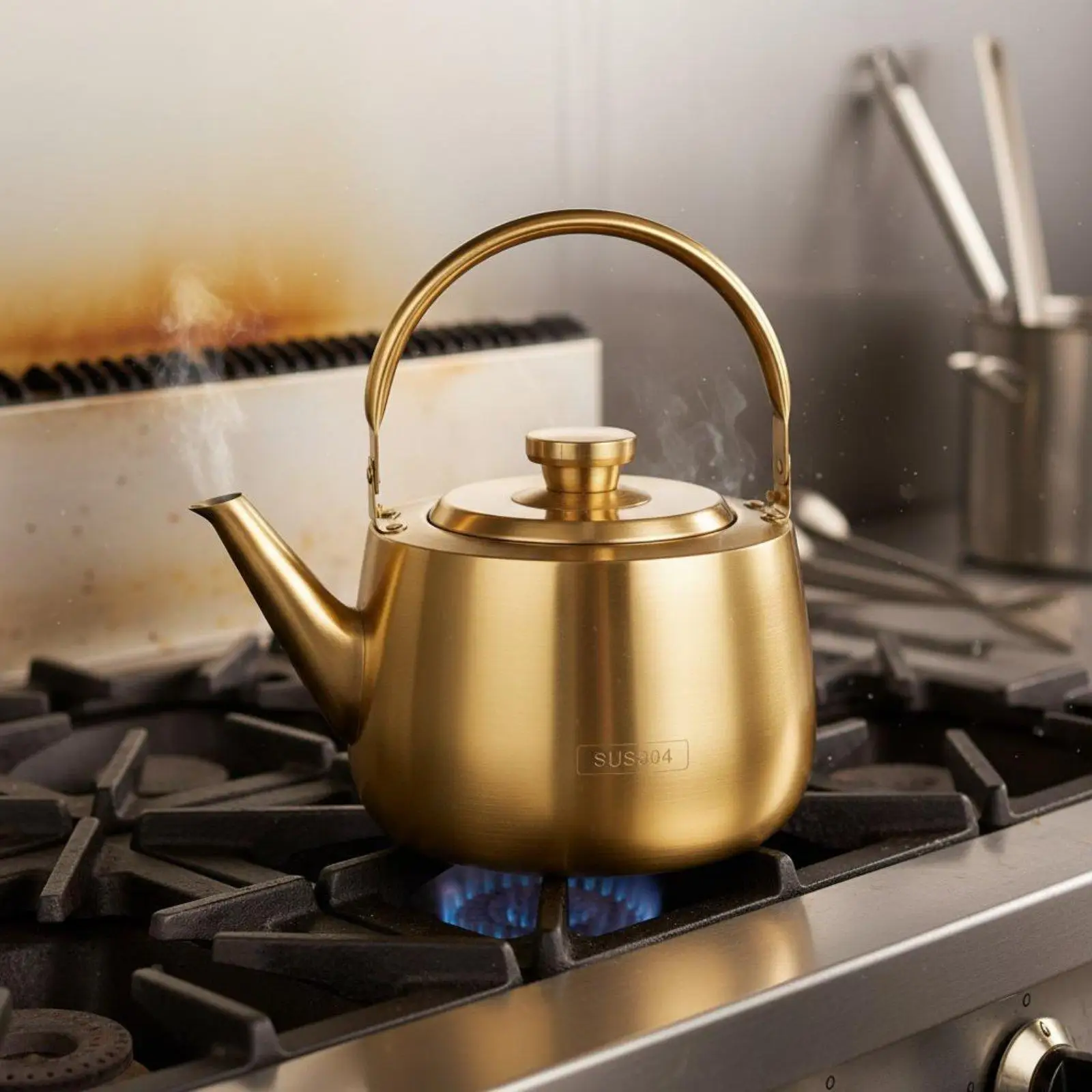 Large Capacity Stainless Steel Kettle with Flat Base Water Boiling Pot for Restaurant Kitchen Family Gatherings