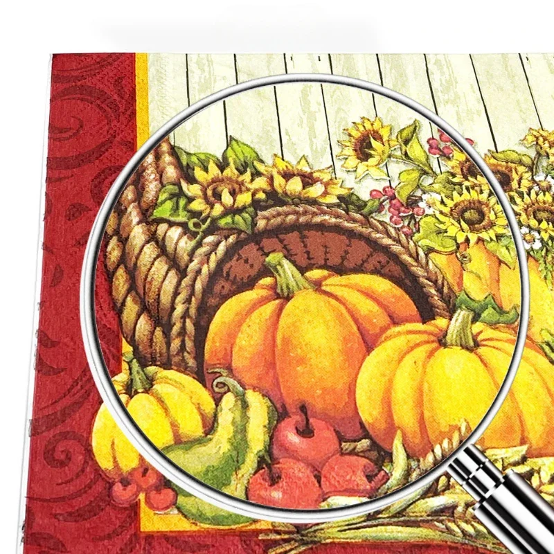 In Stock Summer Halloween Pumpkins Autumn and Winter Coloured Napkins Unscented Virgin Wood Pulp Printed Tissue Paper Party