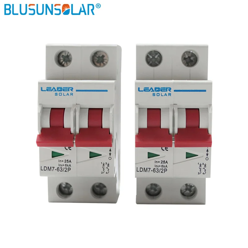 

50pcs/set 2P 25A/32A/63A Din Rail DC500V MCB DC Circuit Breaker Solar Energy Photovoltaic Solar dc Switch Mounting CE Approved