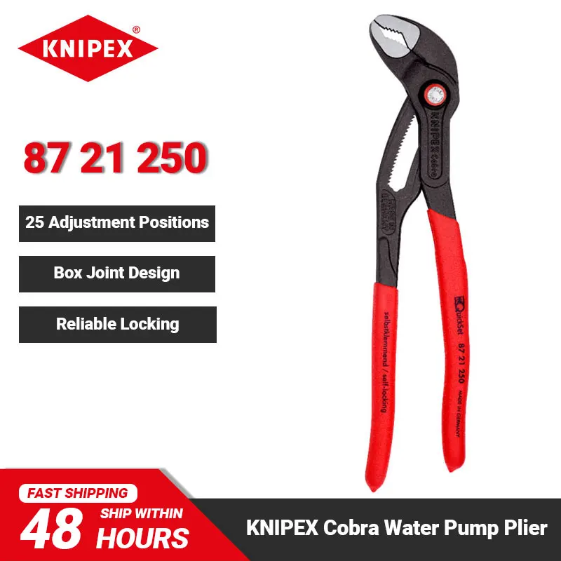 Alicata Automática para Bomba de Água Knipex sem Deslizamento Junta de Caixa Alicata de Alta Tecnologia com Ajuste Rápido Ferramenta 10 87 21 250 Cobra