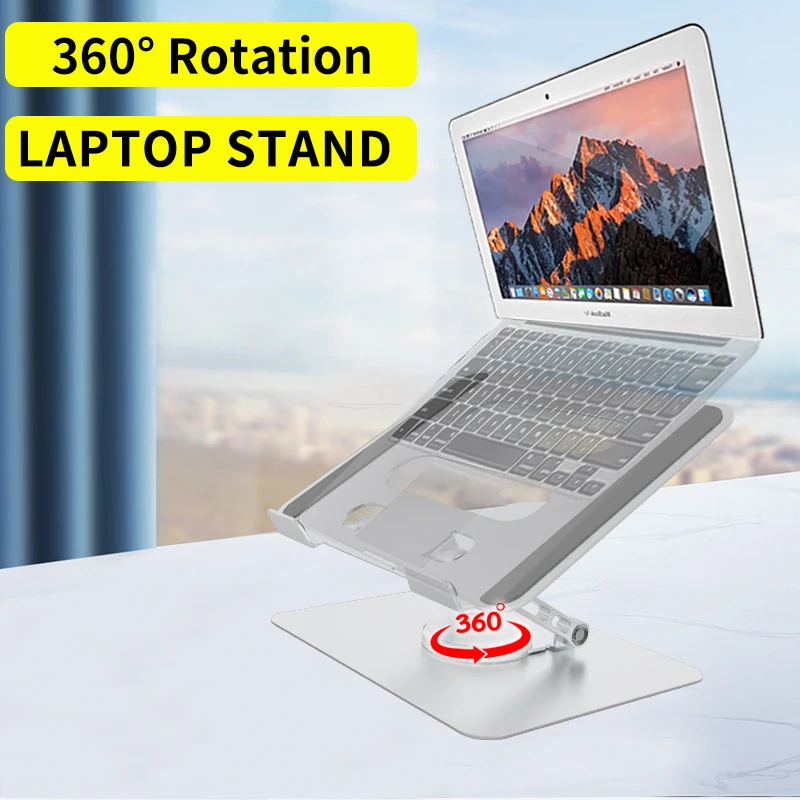 

Aluminium Alloy Laptop Stand Bracket 360° Rotation Foldable Notebook Stand Compatible with 7 to 17 Adjustable For Airbook Mac