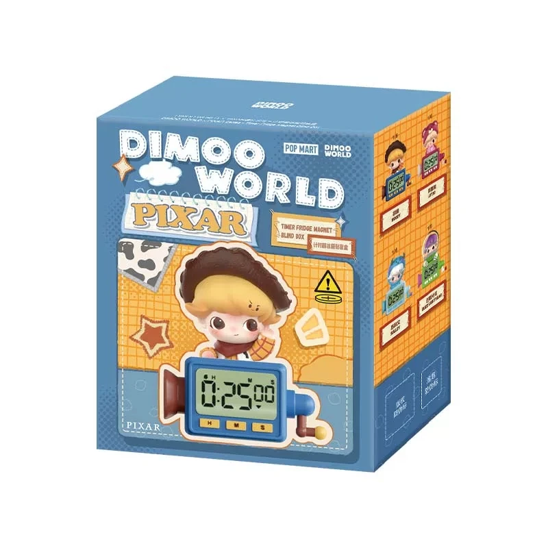 Popmart Dimoo Pixar Collaboration Timer Fridge Magnet Blind Box - Jouet de collection mystère tendance, cadeau surprise