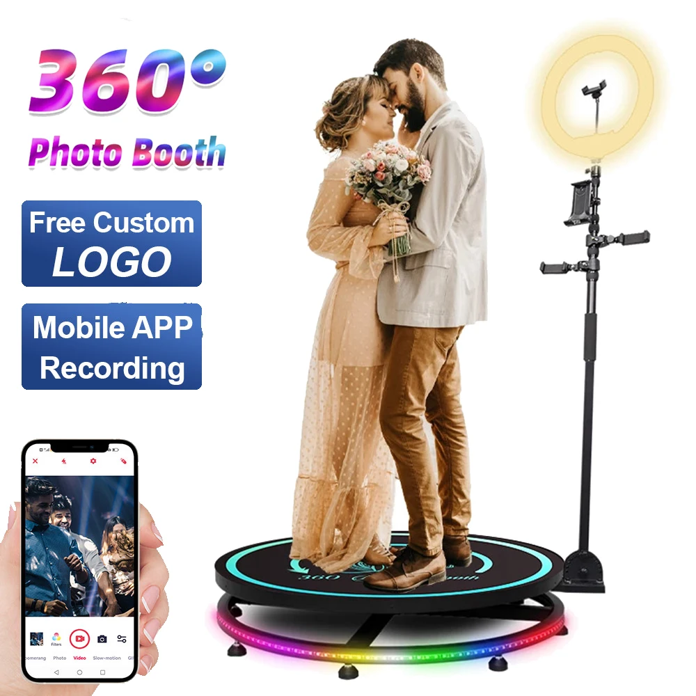

360 Автоматическая вращающаяся машина для Фотокабины, медленно Двигающаяся портативная платформа для селфи, вращающаяся на 360 градусов машина для фото-и видеосъемки
