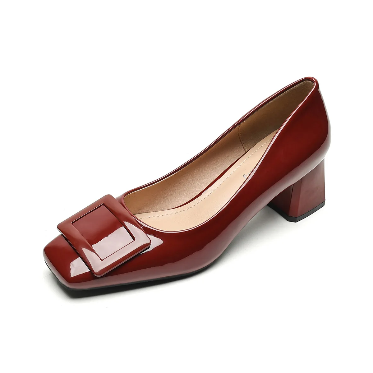 Gorasion Mid-heel Pumps Women Square Toe Cow Leather Shallow Mouth Mary Janes Slip-on Soft Office Shoes Ladies Shoes Handmade