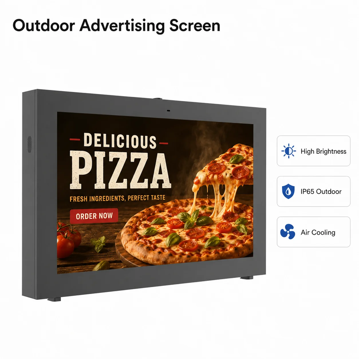 Pantalla LCD publicitaria digital comercial IP65 resistente a la intemperie con soporte de animación para uso en escaparates exteriores