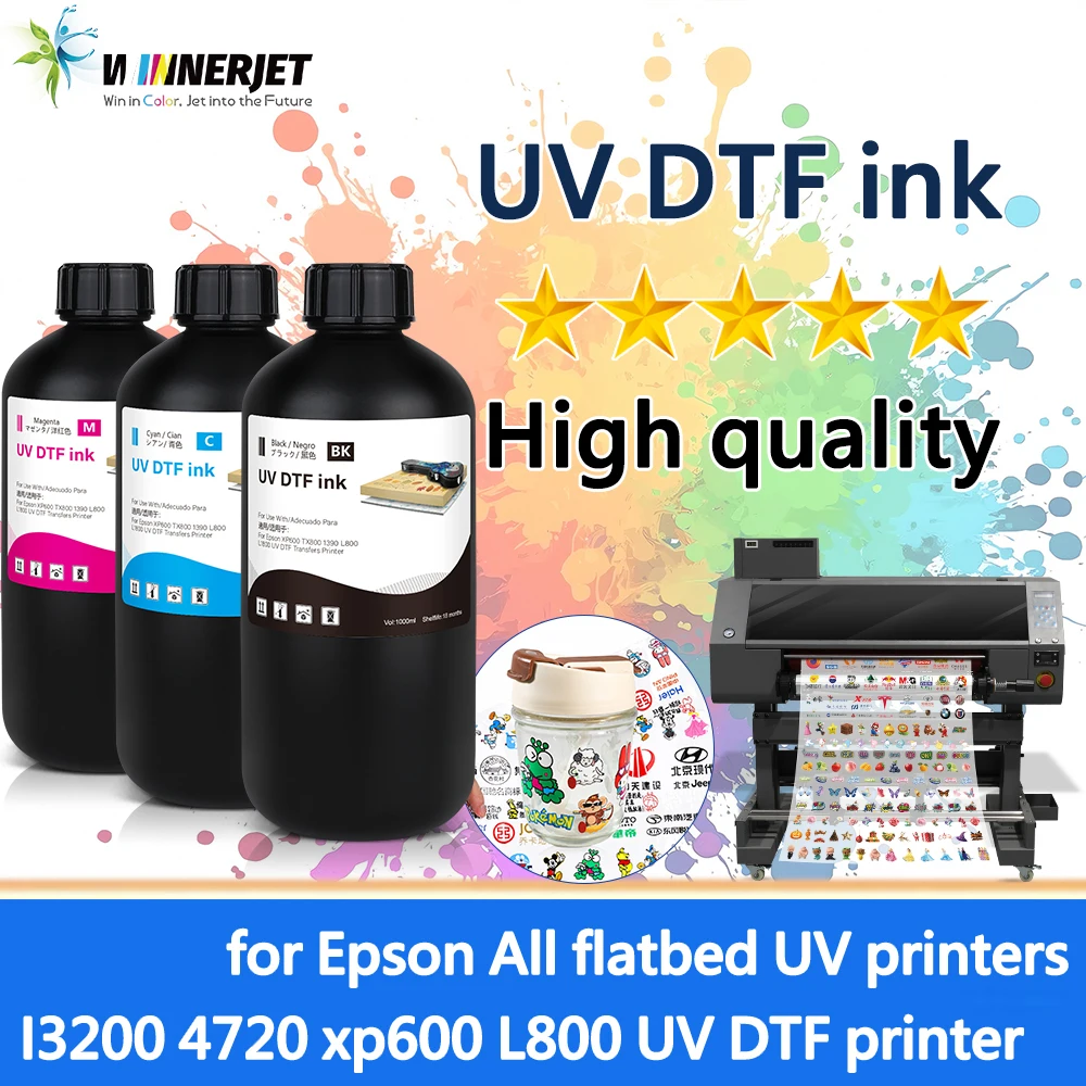 

Winnerjet 1000ml High quality UV DTF ink for Epson All flatbed UV printers for I3200 4720 xp600 L800 UV DTF printer
