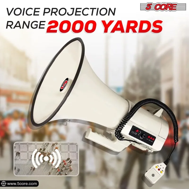 【2026】Altavoz PA Profesional de 100W con Alcance de 2000 Yardas, Sirena Fuerte, Amplificador de Voz, Megáfono Modelo D0100H5FUUX