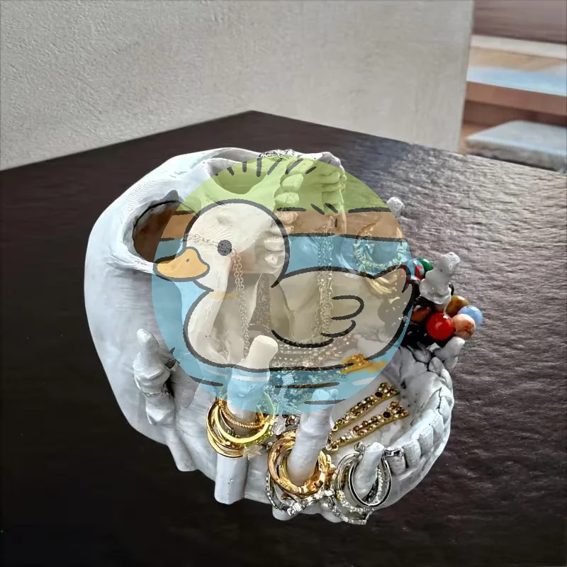 

.1Pc Creative Skull Jewelry Storage Box, Gothic Halloween Decoration, Resin Desktop Storage Box, Artistic Home Decor Accessory