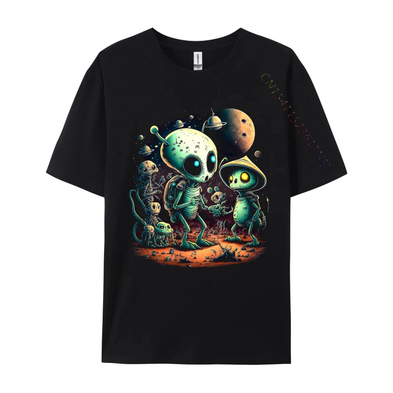 

Tops T Shirt Lovely Aliens T-shirt Autumn Cotton Fabric Men T Shirt Design Hip Hop Alien Vistors T-Shirt