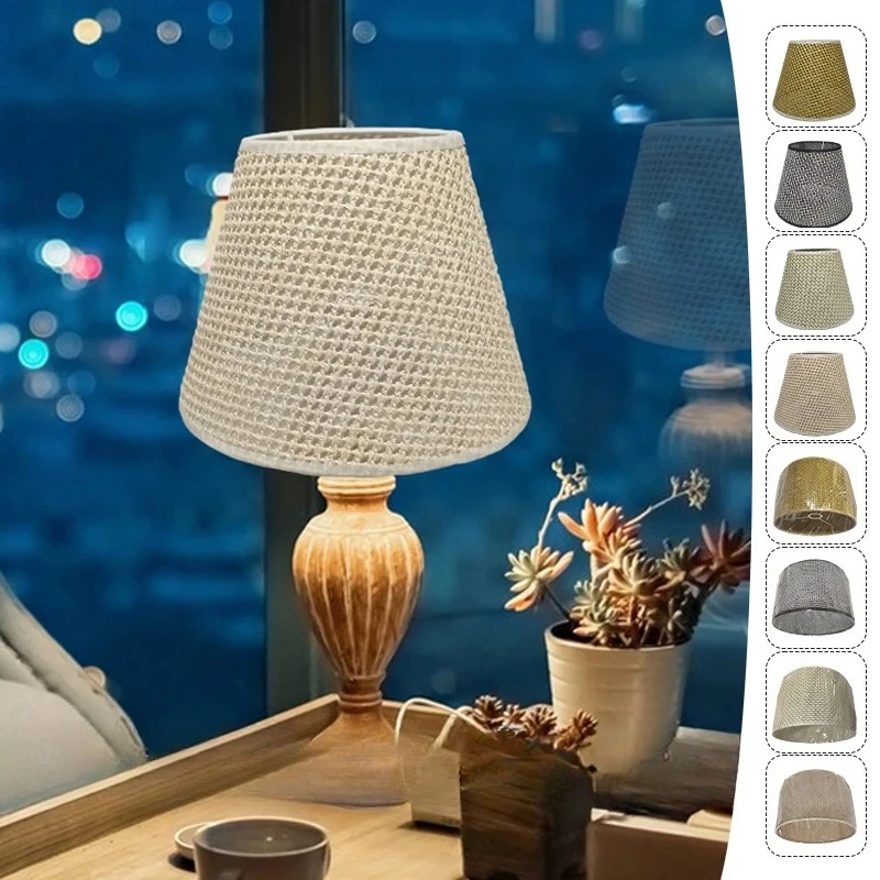 

Retro Rattan Lampshade Chandelier Plaid Woven Handmade Decro for E14/e27 New Braided Table Lamp Shade for Home Hotel