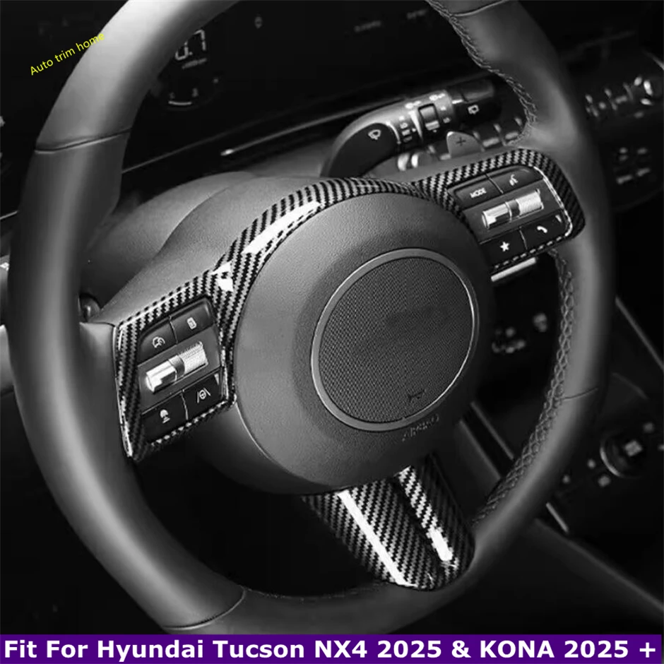

Carbon Fiber Look Car Steering Wheel Decoration Frame Cover Trim For Hyundai Tucson NX4 2025 & KONA 2025 Interior Accessories