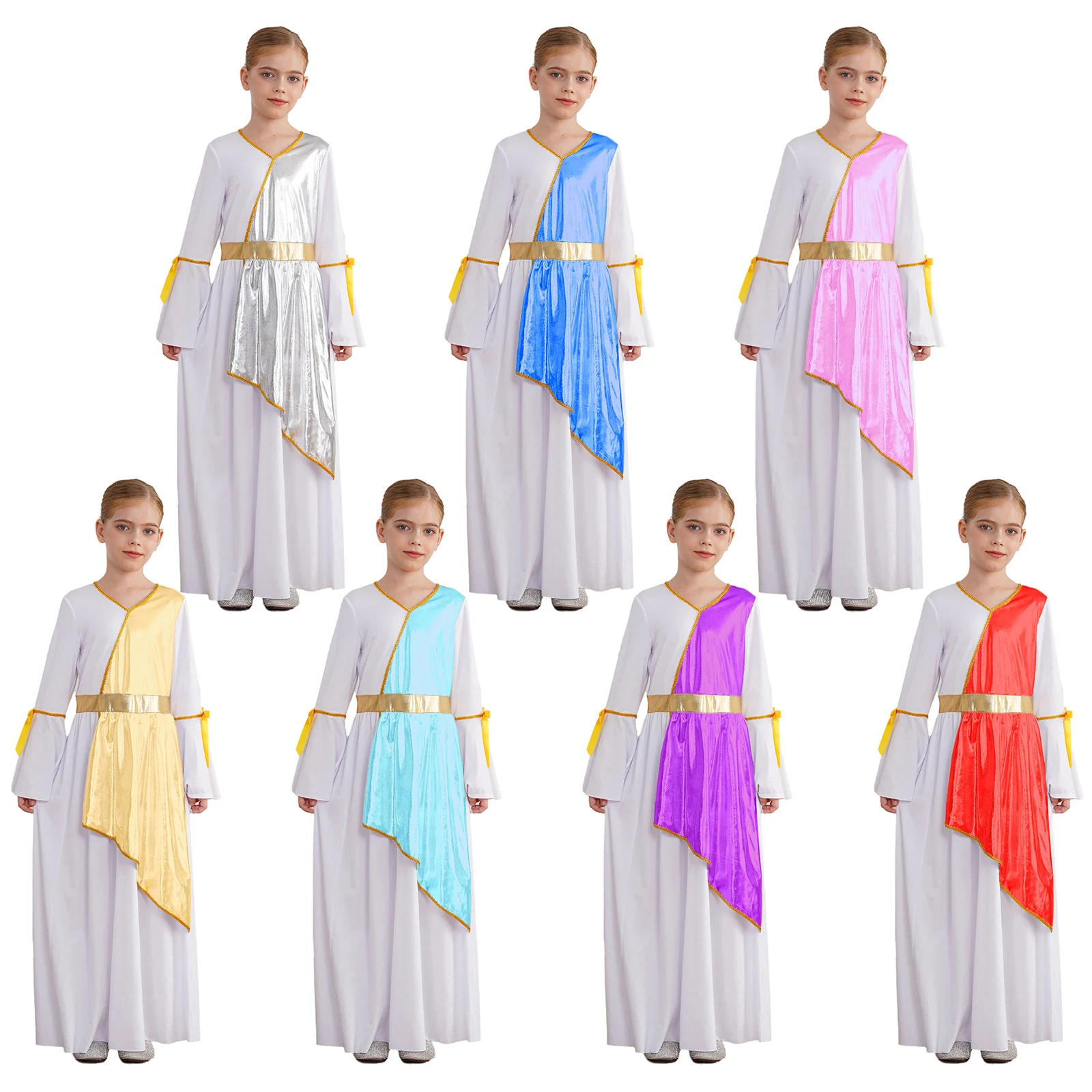 Girls Greek Toga Costume Ancient Grecian Roman Princess Nobility Long Maxi Gown Carnival Halloween Party Cosplay Fancy Dress Up