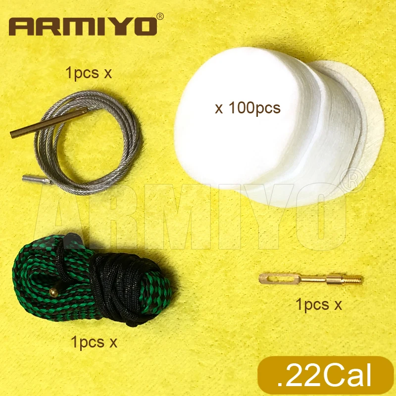 Armiyo Rohrreinigungsset mit integrierter Bürste, Seil, Messingzieher und Halterung mit Verbindungskabel, passend für.17Cal bis 12GA Rohrreinigung – Detail 3