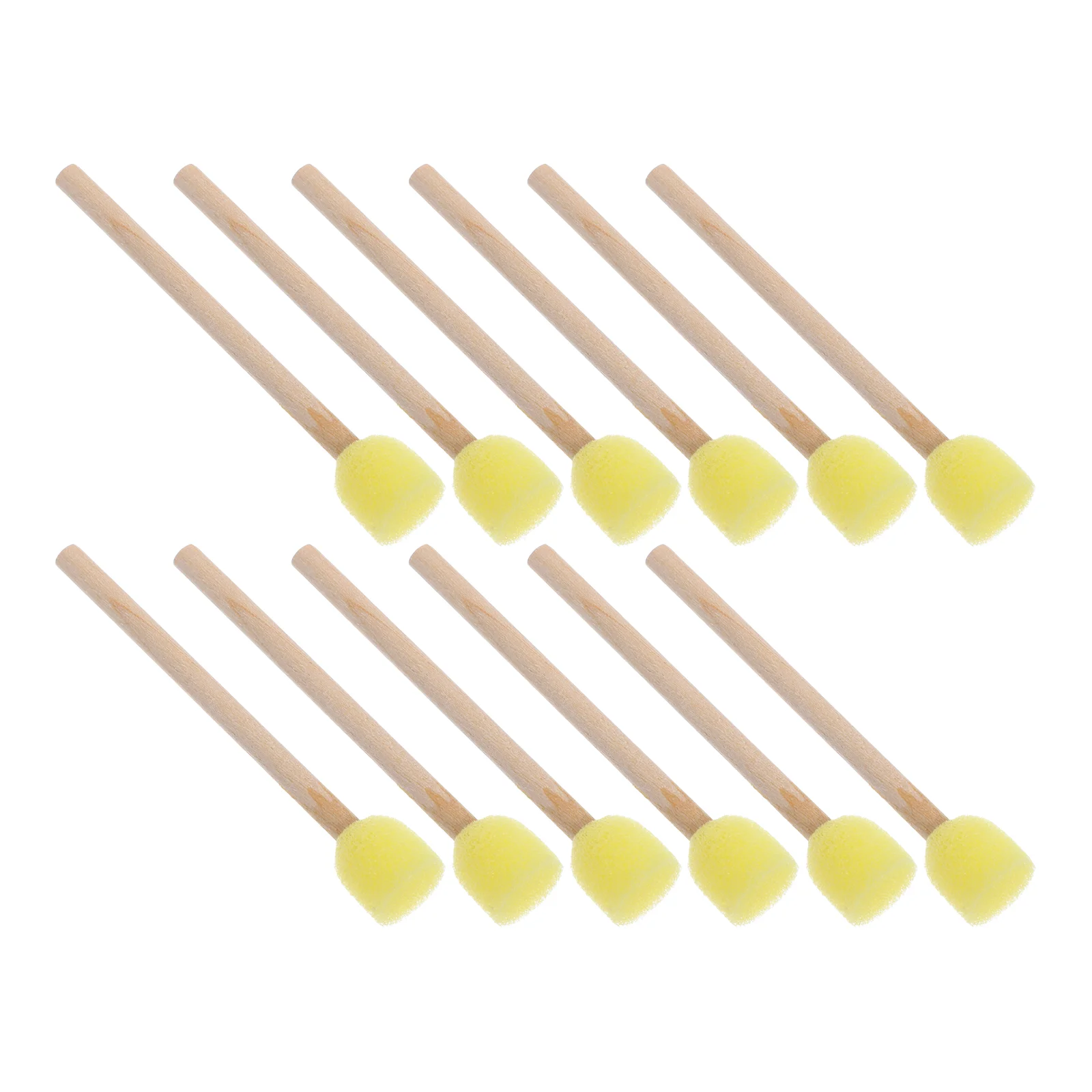 12 Pcs Foam Paint Brushes Sponge with Wooden Handle for Painting Set Yellow Work