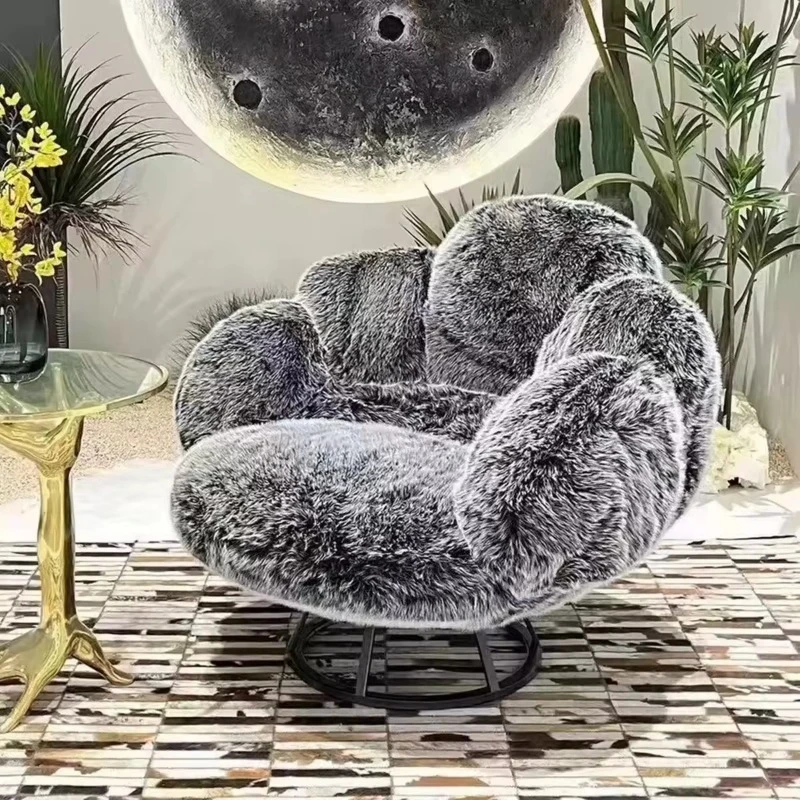 Light luxury fleece single sofa chair rotating chair modern leisure living room chair