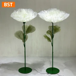 Automatic Colorful Wedding Mechanical Opening and Closing Artificial Flowers Home Decoration Romantic Gauze Mesh Luminous Stage