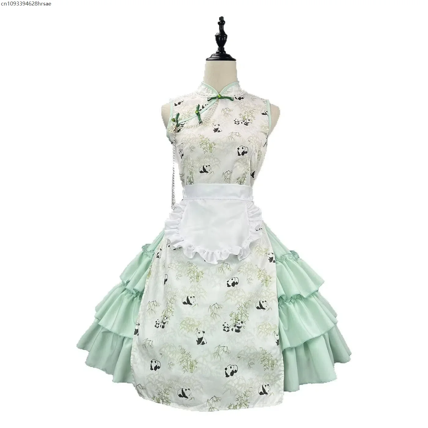 

2025 Chinese Maid Dress Vintage Cheongsam Dress with Apron Anime Cosplay Costume Carnival Party Wear Lolita Dress