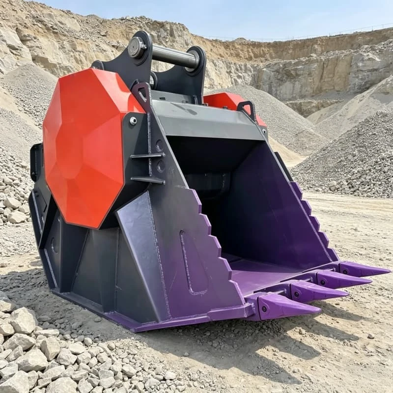 Multifunctional 6ft Digger Crushing Machine Stone Rock Crusher Bucket for Excavator Mining Stone Crushing Projects Customizable