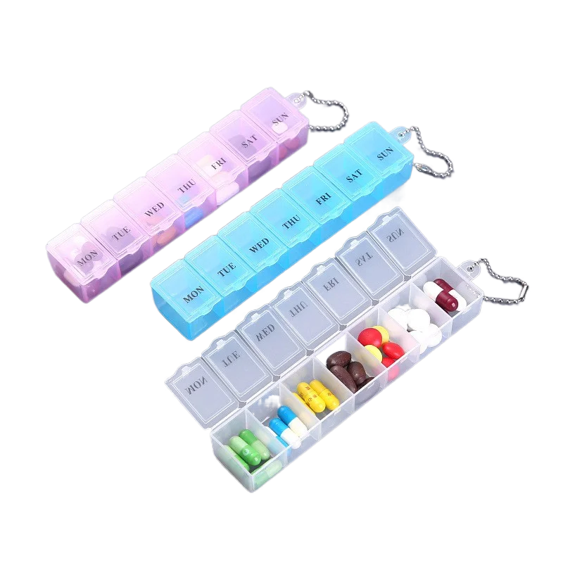 

7-дневная прозрачная коробка для таблеток, еженедельный дорожный держатель для таблеток, диспенсер, органайзер, контейнер для лекарств, независимый футляр для таблеток