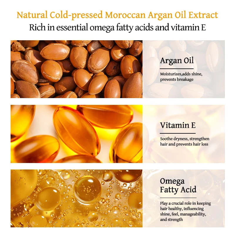PURC 250g Morocco Argan Oil Hair Treatment Mask + 50ml Hair Serum Deep Repair Conditioning for Dry Damaged Frizz Hair