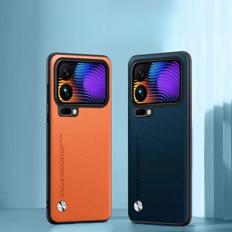 샤오미 17 프로 맥스 15T 14T 프로 소프트 프레임 낙하 방지 보호 커버 비즈니스 순색 PU 양가죽 무광 케이스