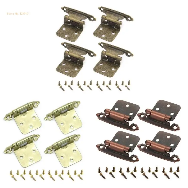 4Pcs Closing Cabinet Hinges Semi Concealed Cabinet Hinges Easy to Install Dropship