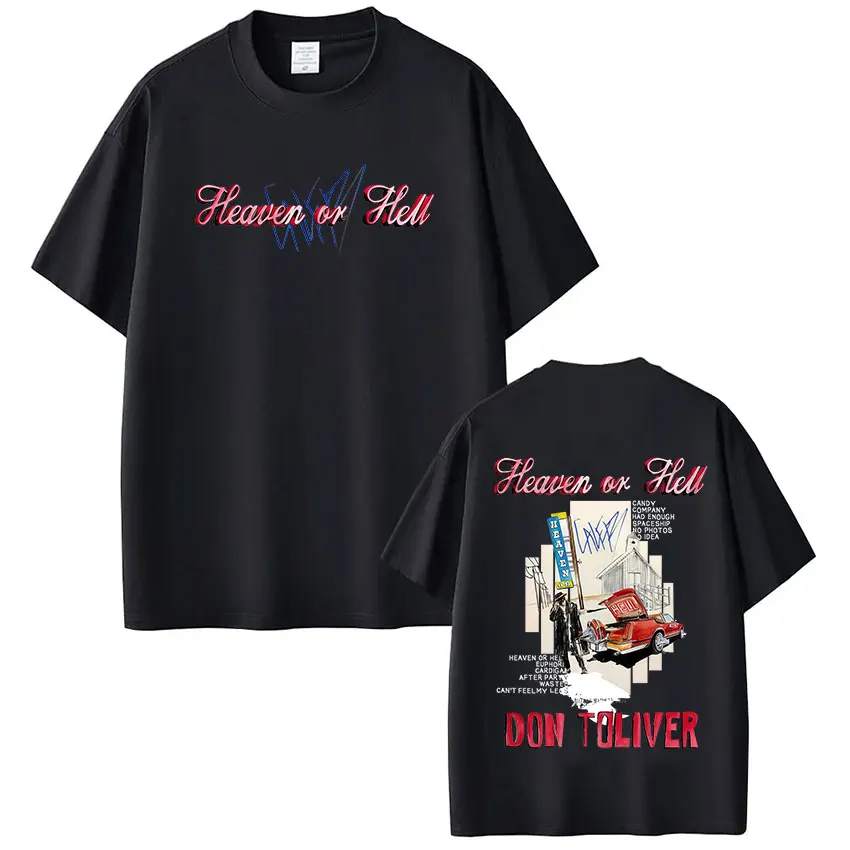Camisetas del álbum Heaven or Hell del rapero Don Toliver, ropa informal para hombre y mujer, camiseta 100% de algodón, camiseta de manga corta Y2K de gran tamaño