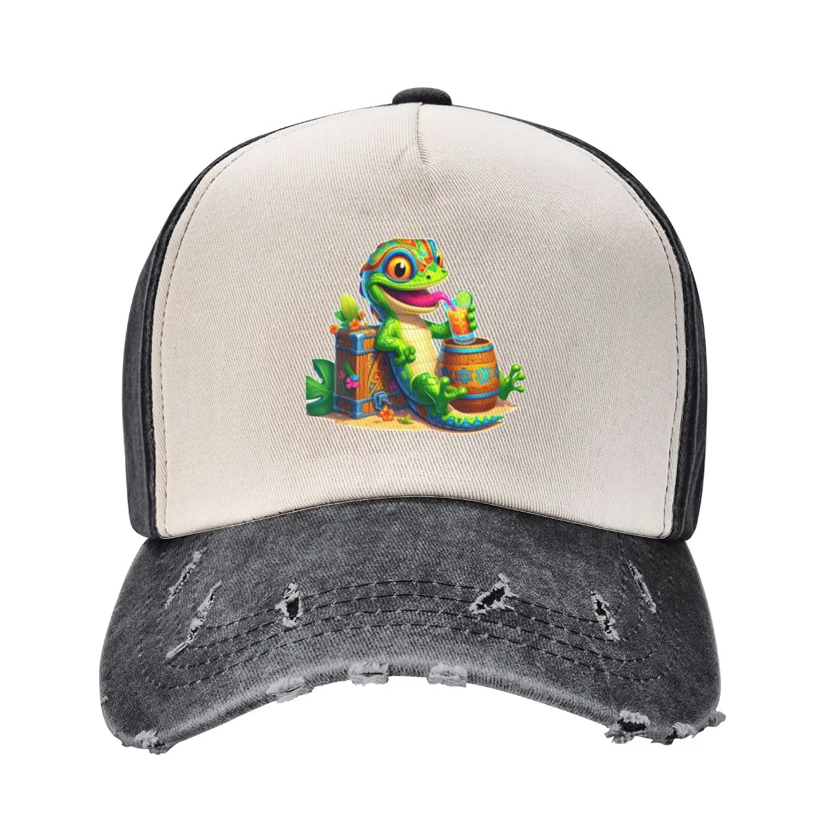 

Tropical Tiki Time Gecko Baseball Cap Beach Outing tactical cap Golf Cap Hats For Women Men's