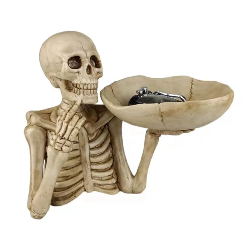 

TFORU-1 PCS Halloween Skull Decor Candy Dish As Shown Resin Spooky Horror Skeleton Halloween Party Decoration And Storage