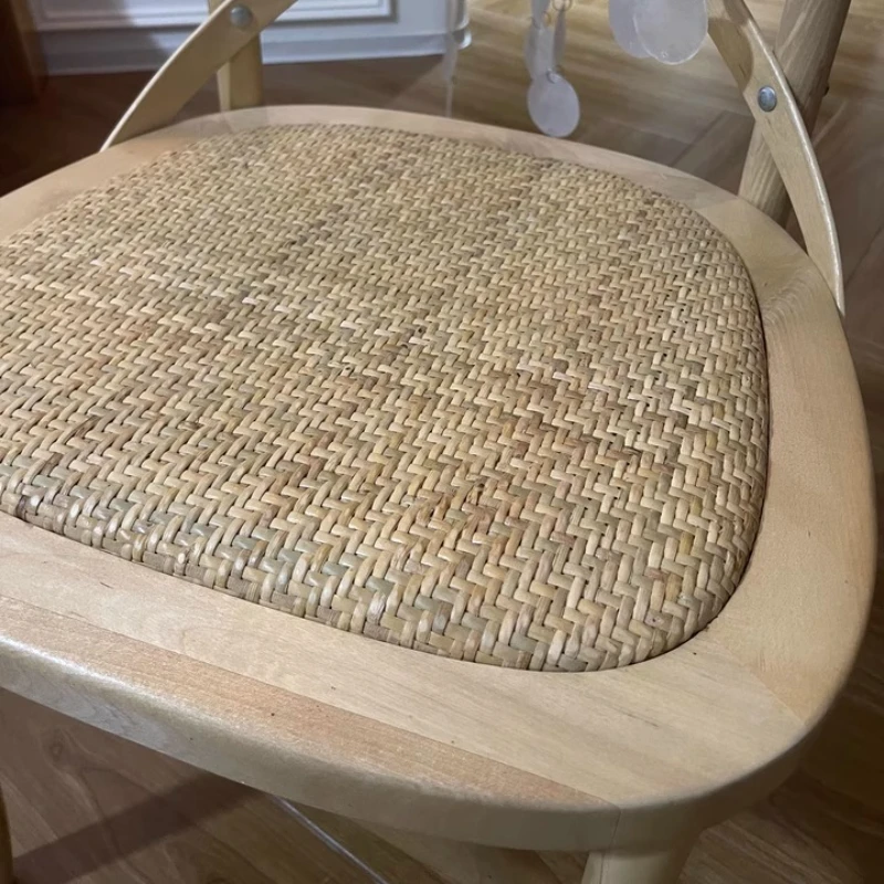 ‌ كرسي طعام من الخيزران الاسكندنافي - مقعد خشبي على طراز المزرعة مع تصميم العارضة، كوخ حديث مريح/مساحات جمالية