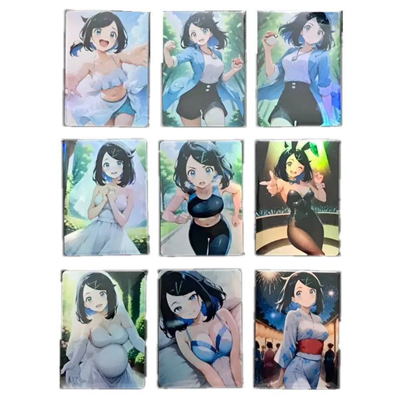 

9 шт./компл., аниме-игра, покемон, женский тренер, как для взрослых 18+, сексуальные телесные фотографии, боевые игры, игрушки и подарочная коллекционная карта