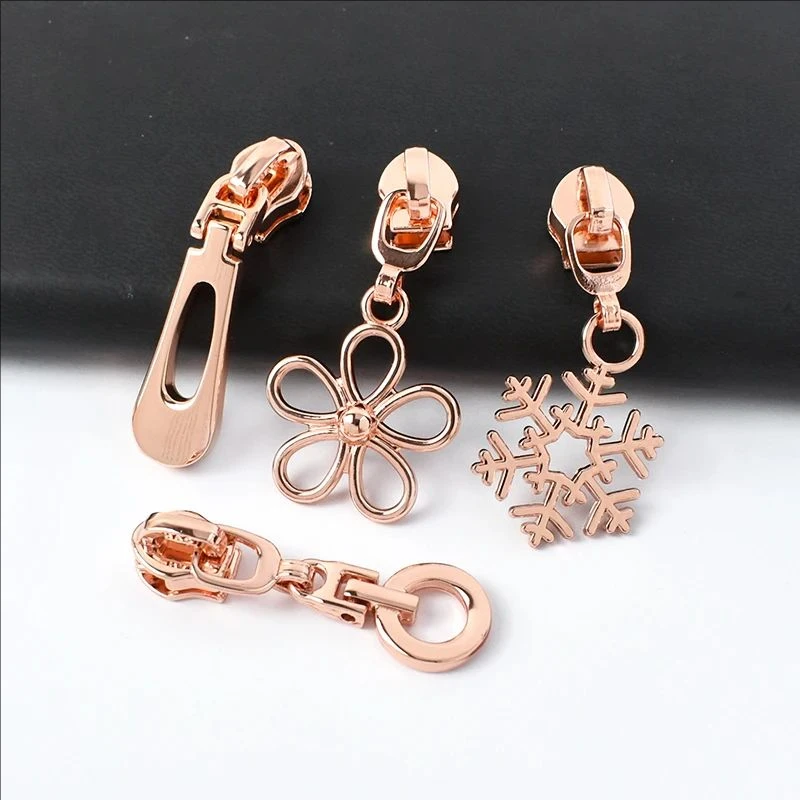 

5-10Pcs 5# RoseGold Nylon Zipper Sliders Bag Purse Closure Zips Lock Clothes Decor Zip Puller Head Sewing Zippers Repair Kit