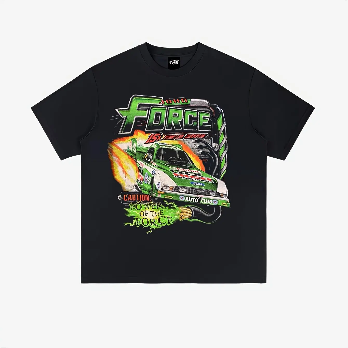 

Men's Vintage FORCE Racing Graphic T-Shirt Black Breathable Cotton Short Sleeve Round Neck 180g Casual Athletic Wear