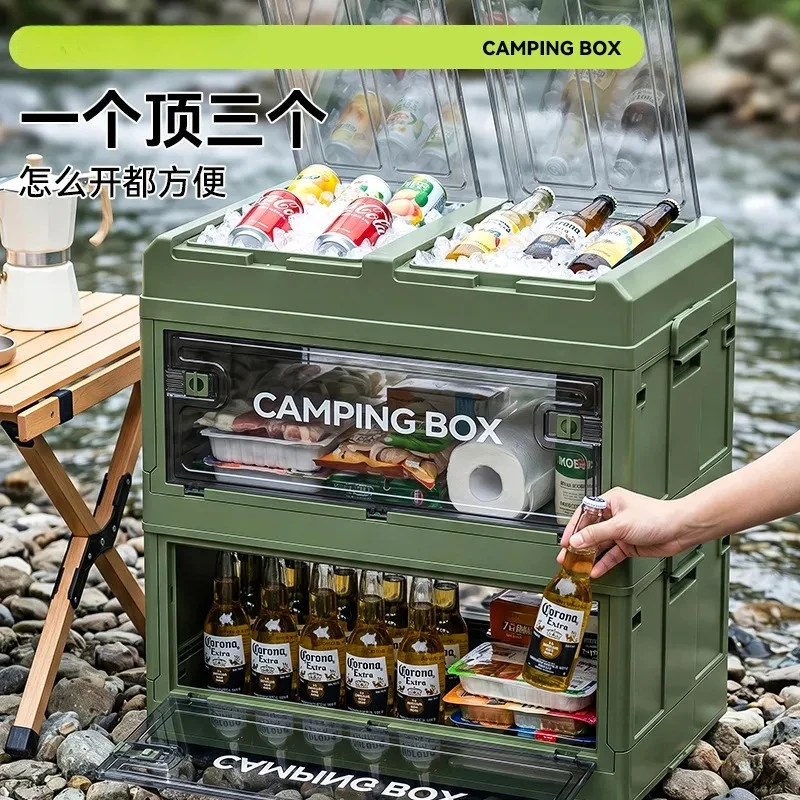 Large Folding Camping Storage Box Car Trunk Organizer Outdoor Gear Container Collapsible Bin for Vehicle Travel Picnic Hiking